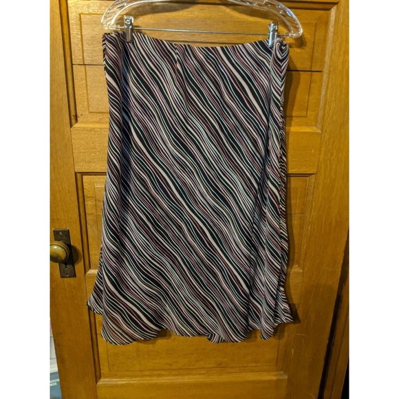 Worthington Size 20W Skirt Black Pink Striped Lined Modest - Picture 3 of 6